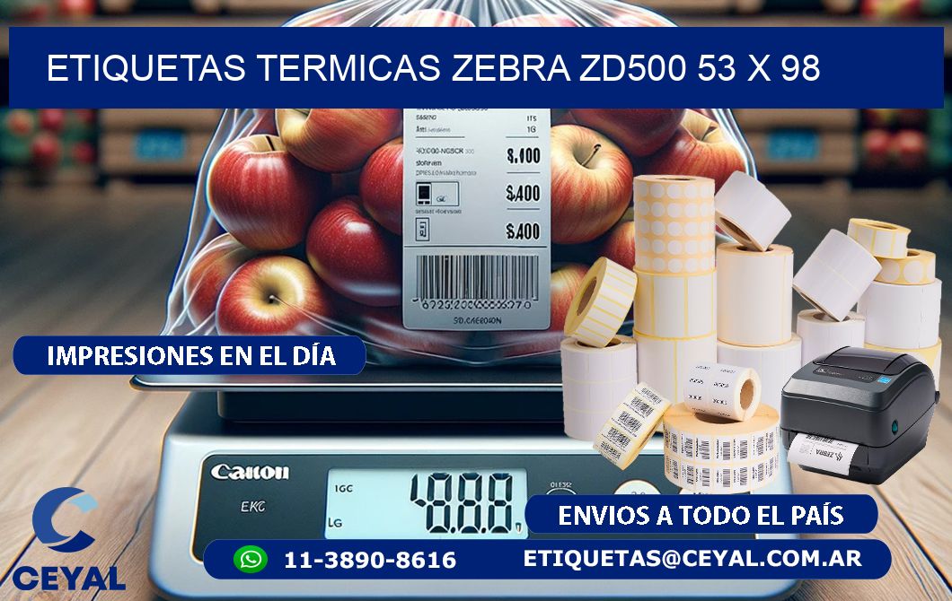 ETIQUETAS TERMICAS ZEBRA ZD500 53 x 98