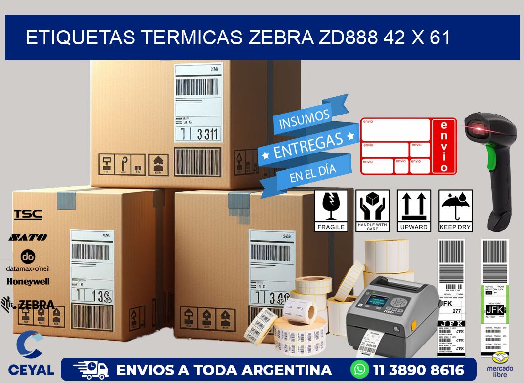 ETIQUETAS TERMICAS ZEBRA ZD888 42 x 61