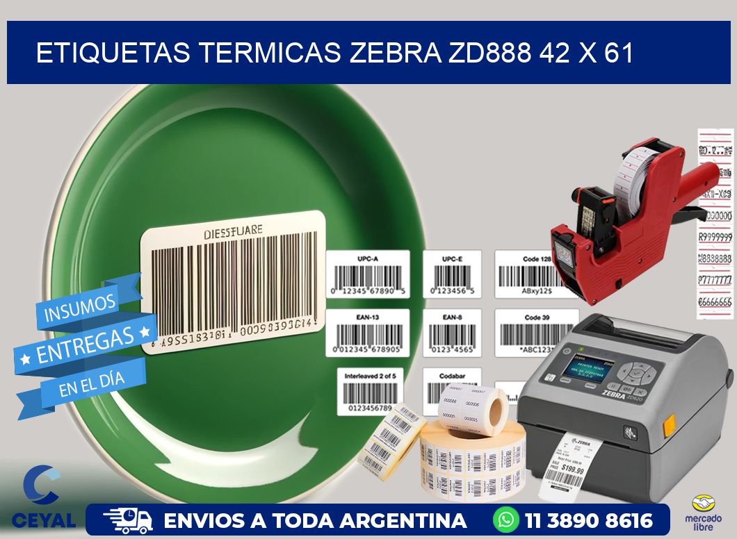 ETIQUETAS TERMICAS ZEBRA ZD888 42 x 61