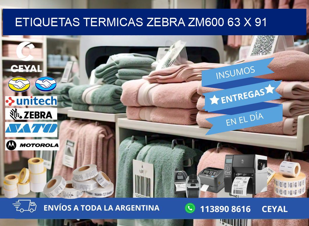 ETIQUETAS TERMICAS ZEBRA ZM600 63 x 91