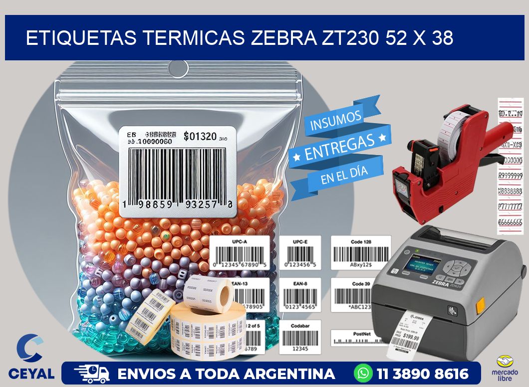 ETIQUETAS TERMICAS ZEBRA ZT230 52 x 38