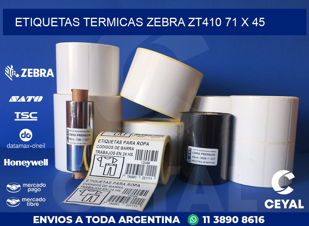 ETIQUETAS TERMICAS ZEBRA ZT410 71 x 45