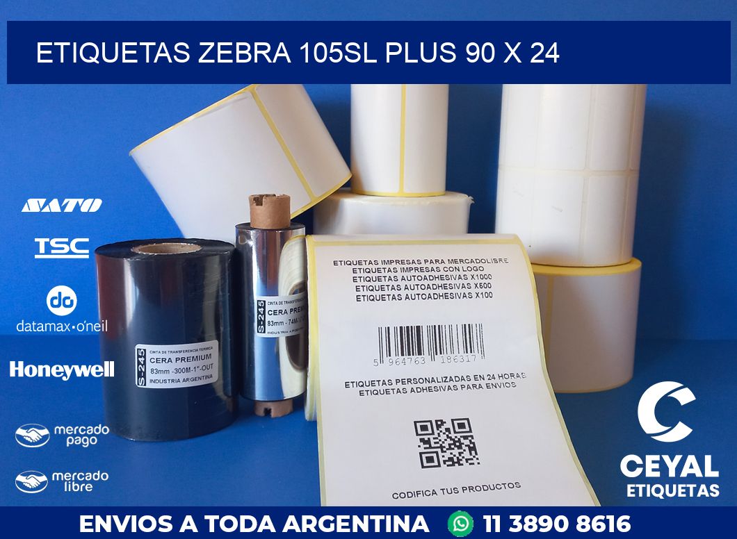 ETIQUETAS Zebra 105SL Plus 90 x 24