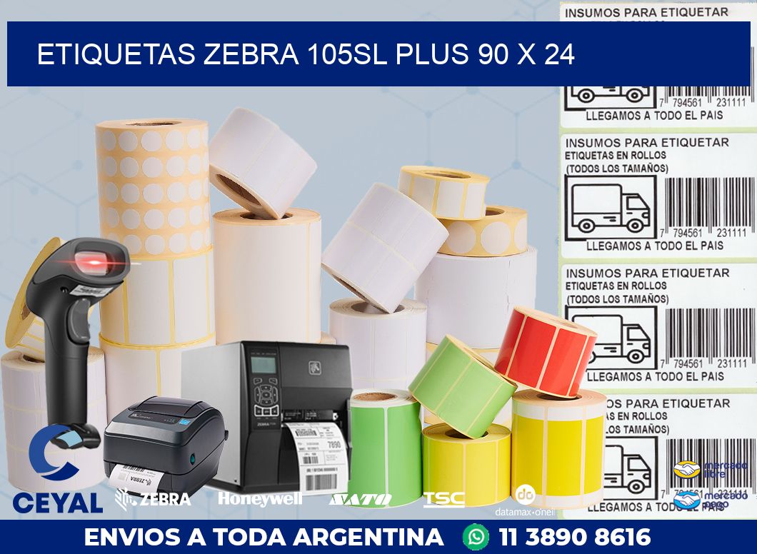 ETIQUETAS Zebra 105SL Plus 90 x 24