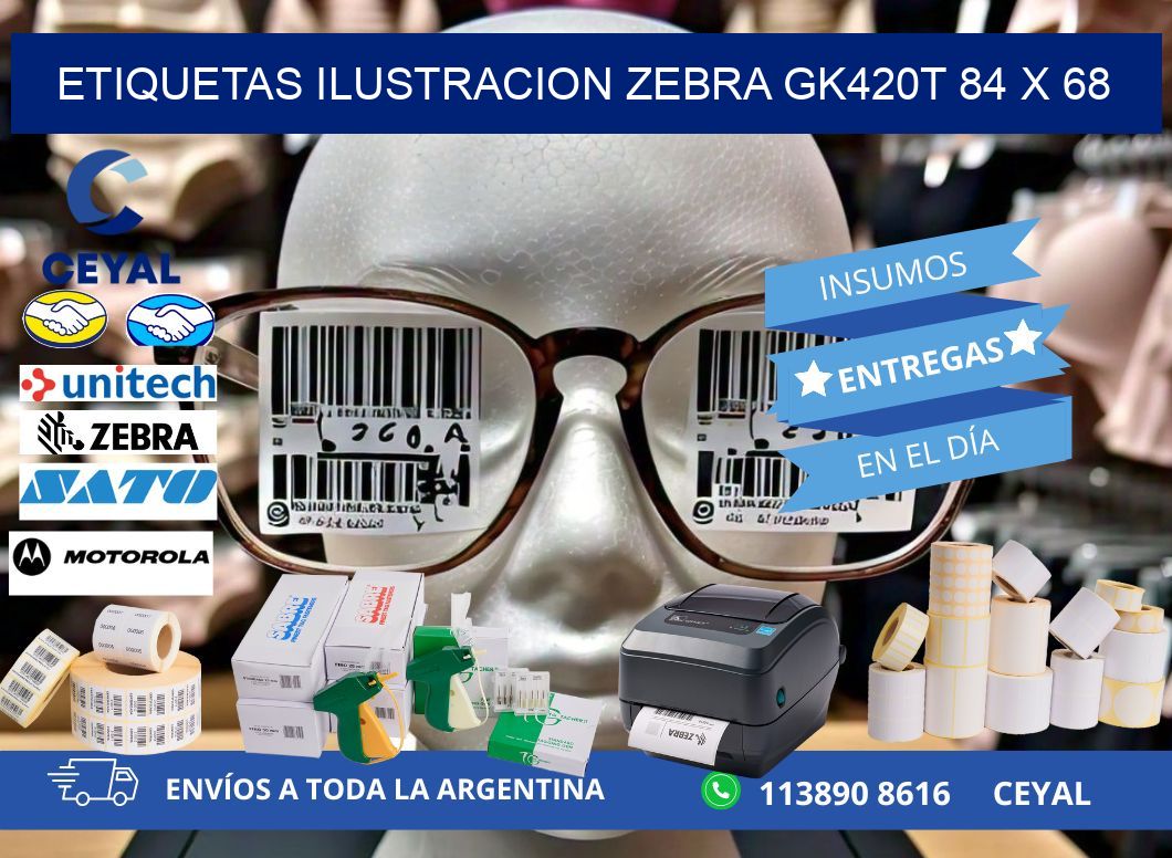ETIQUETAS ILUSTRACION ZEBRA GK420T 84 x 68