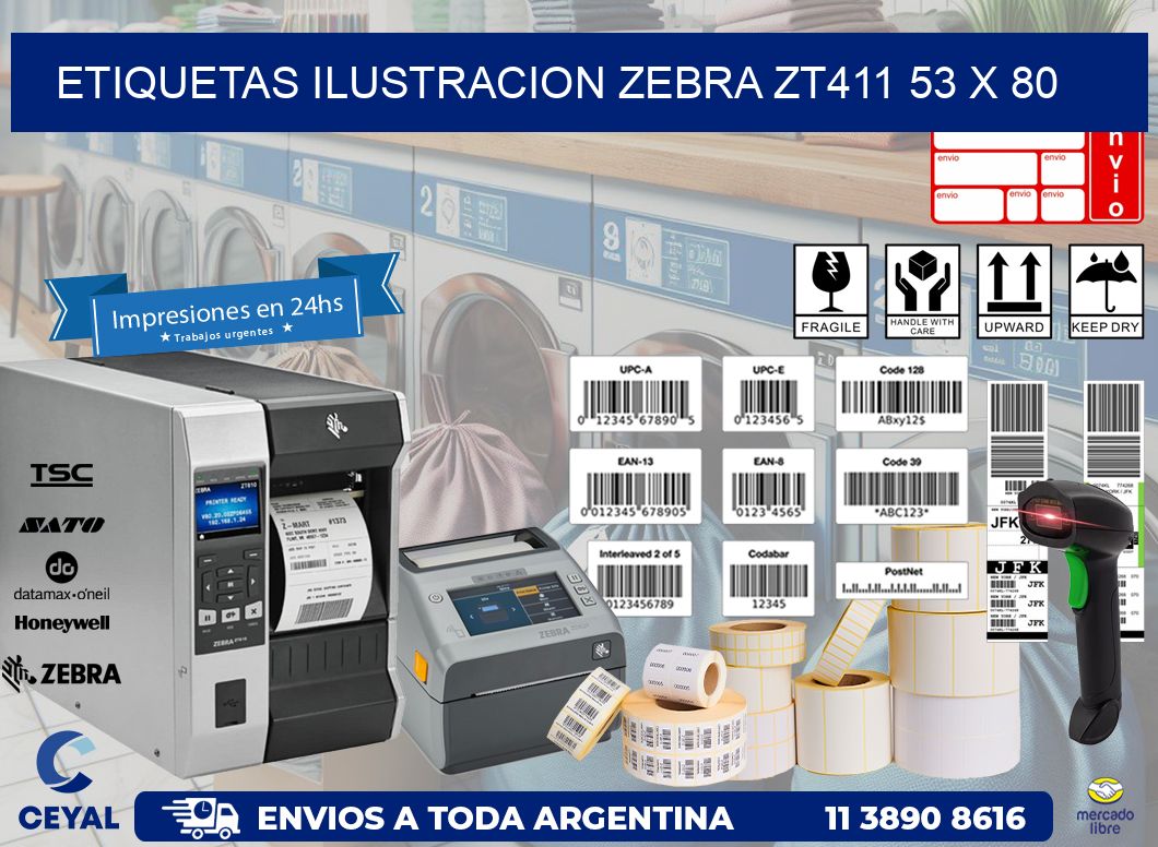 ETIQUETAS ILUSTRACION ZEBRA ZT411 53 x 80
