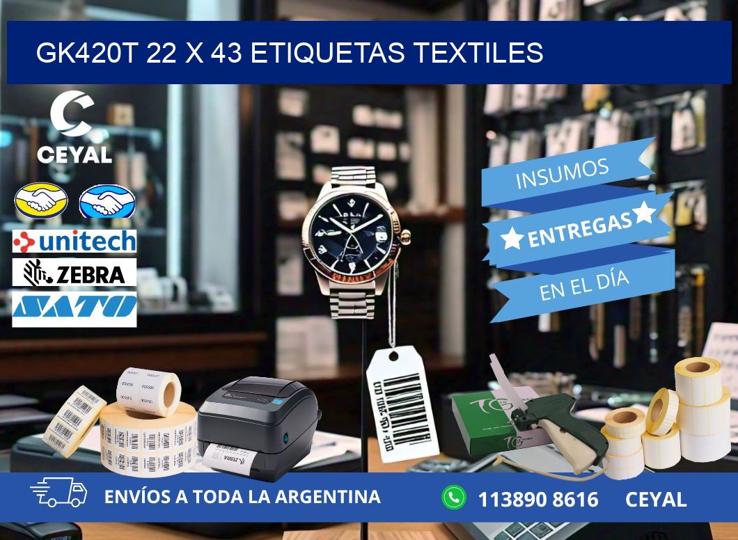 GK420T 22 x 43 ETIQUETAS TEXTILES