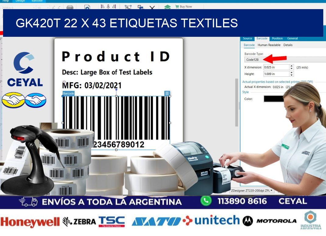 GK420T 22 x 43 ETIQUETAS TEXTILES