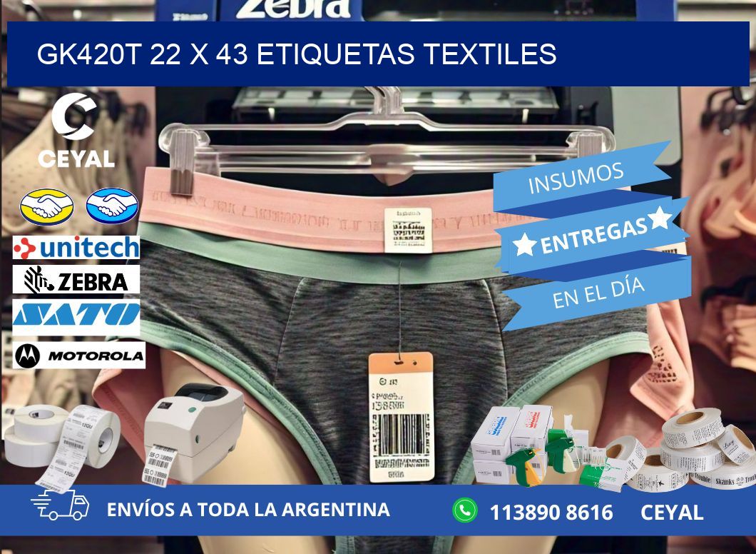 GK420T 22 x 43 ETIQUETAS TEXTILES