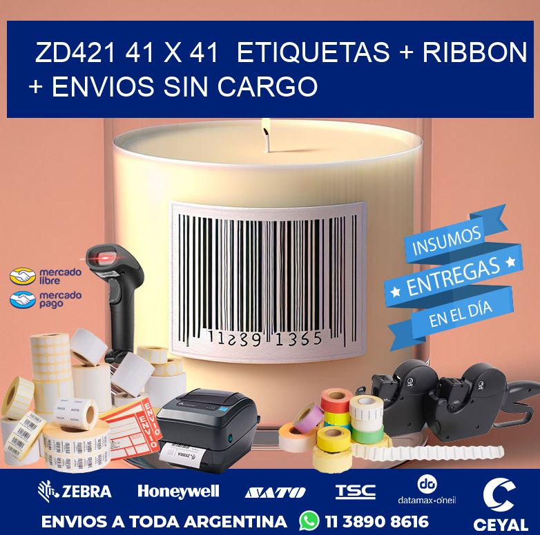 ZD421 41 x 41  etiquetas + ribbon + envios sin cargo
