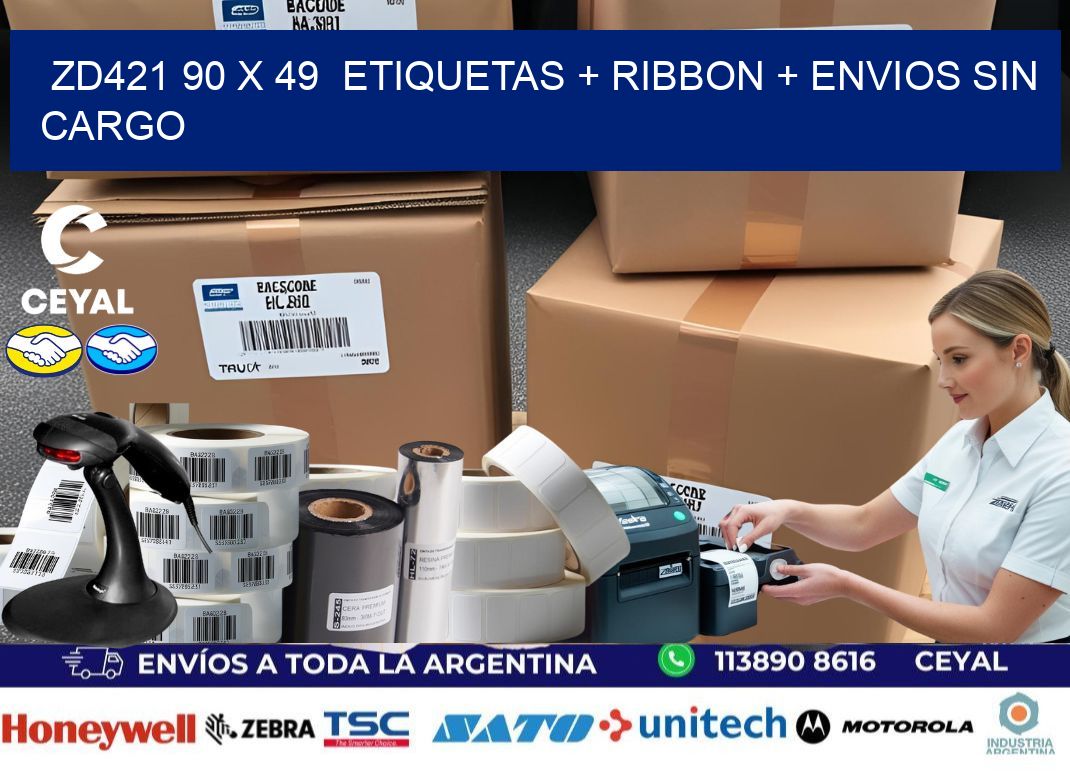 ZD421 90 x 49  etiquetas + ribbon + envios sin cargo