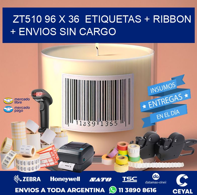 ZT510 96 x 36  etiquetas + ribbon + envios sin cargo