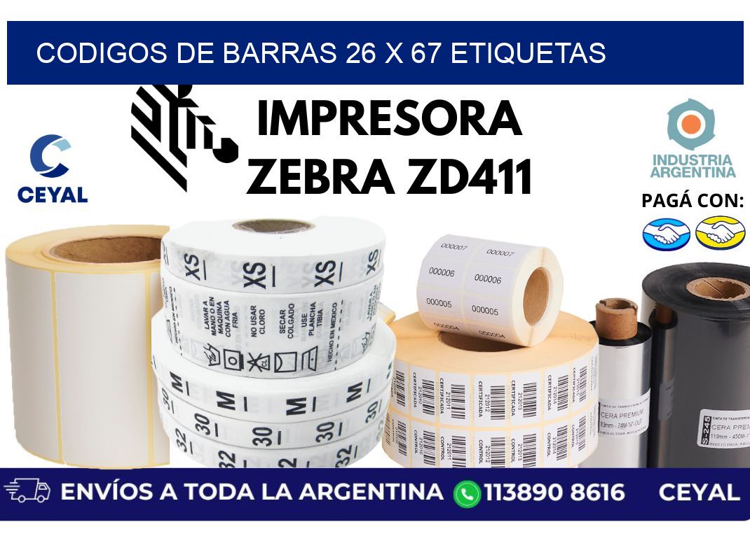codigos de barras 26 x 67 etiquetas