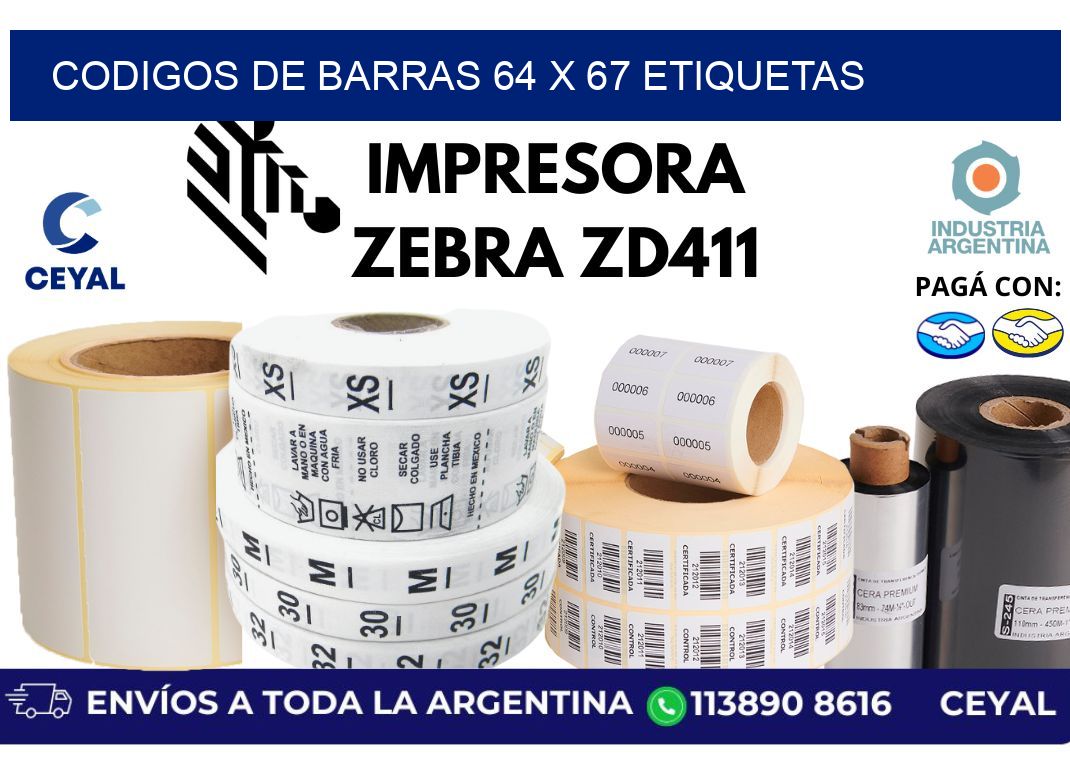 codigos de barras 64 x 67 etiquetas