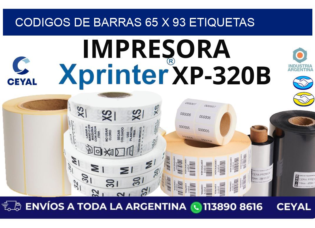codigos de barras 65 x 93 etiquetas