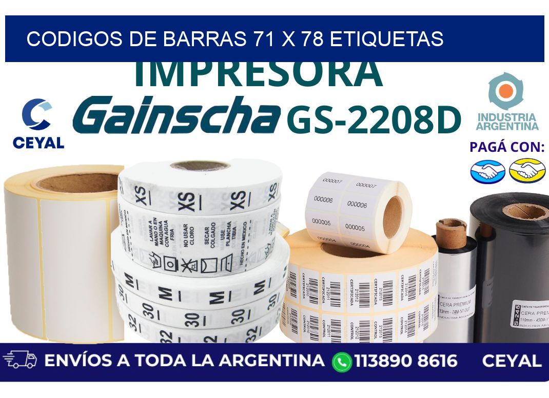 codigos de barras 71 x 78 etiquetas
