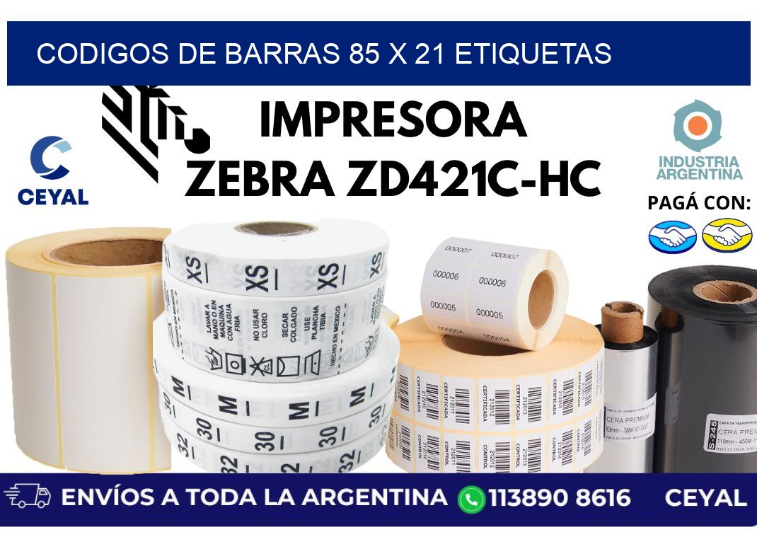 codigos de barras 85 x 21 etiquetas