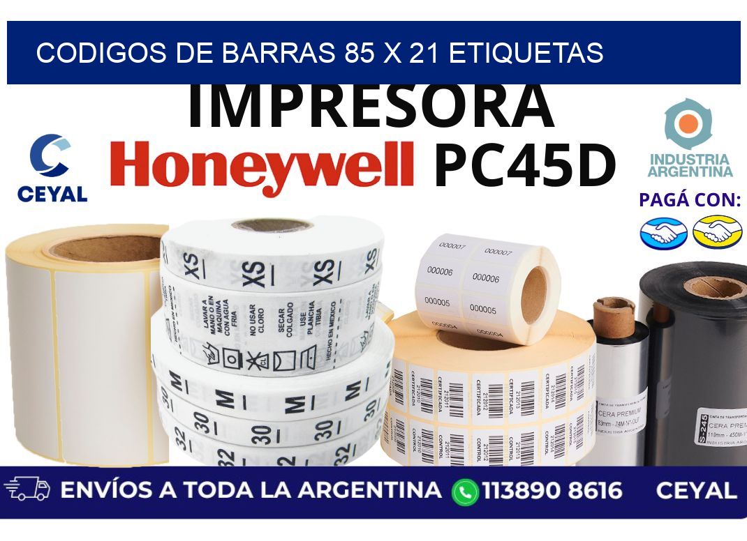 codigos de barras 85 x 21 etiquetas