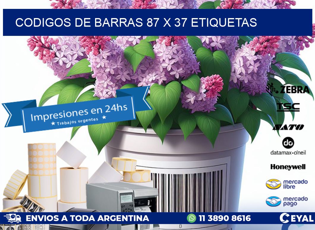 codigos de barras 87 x 37 etiquetas
