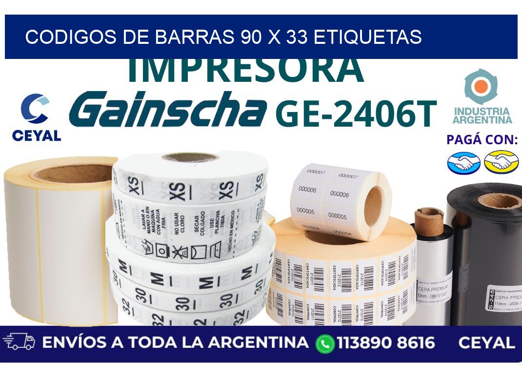 codigos de barras 90 x 33 etiquetas