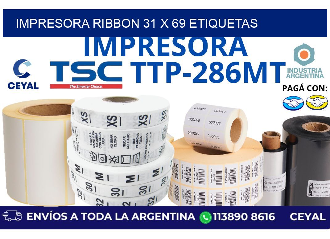 impresora ribbon 31 x 69 etiquetas