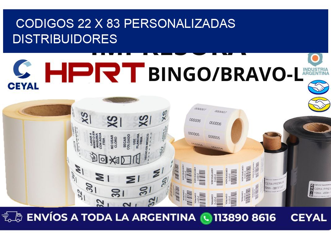 codigos 22 x 83 personalizadas distribuidores