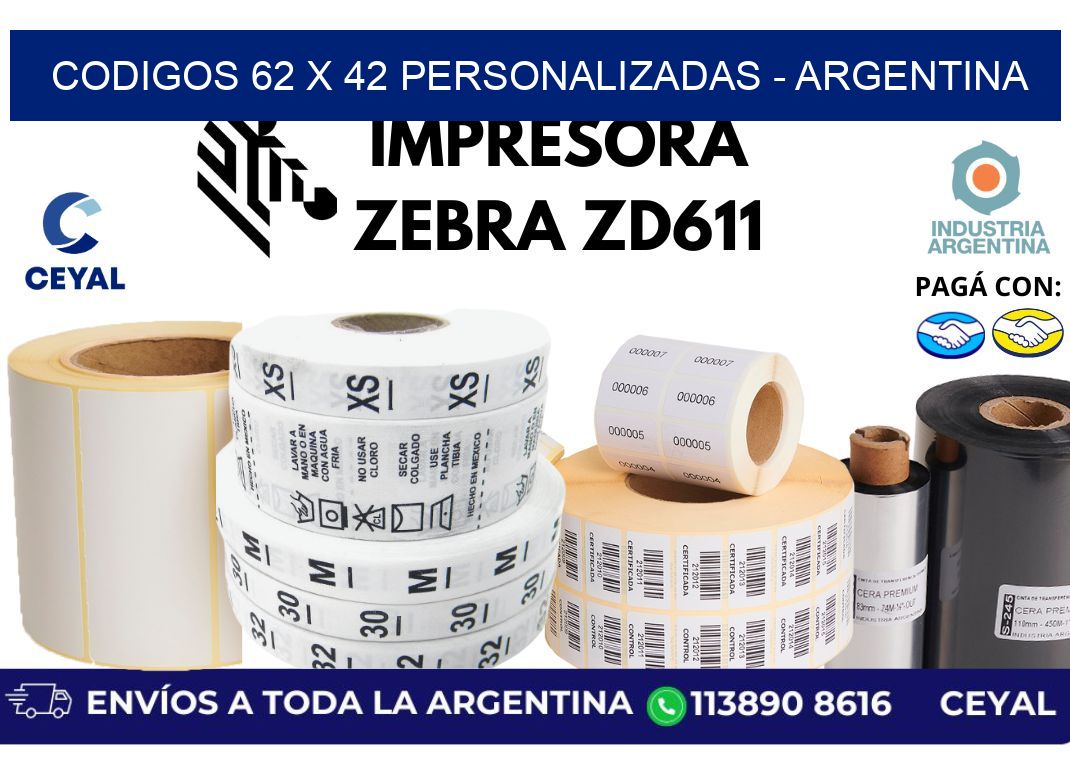 codigos 62 x 42 personalizadas - Argentina