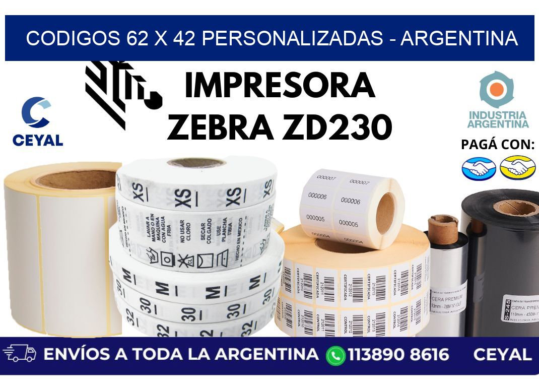 codigos 62 x 42 personalizadas - Argentina