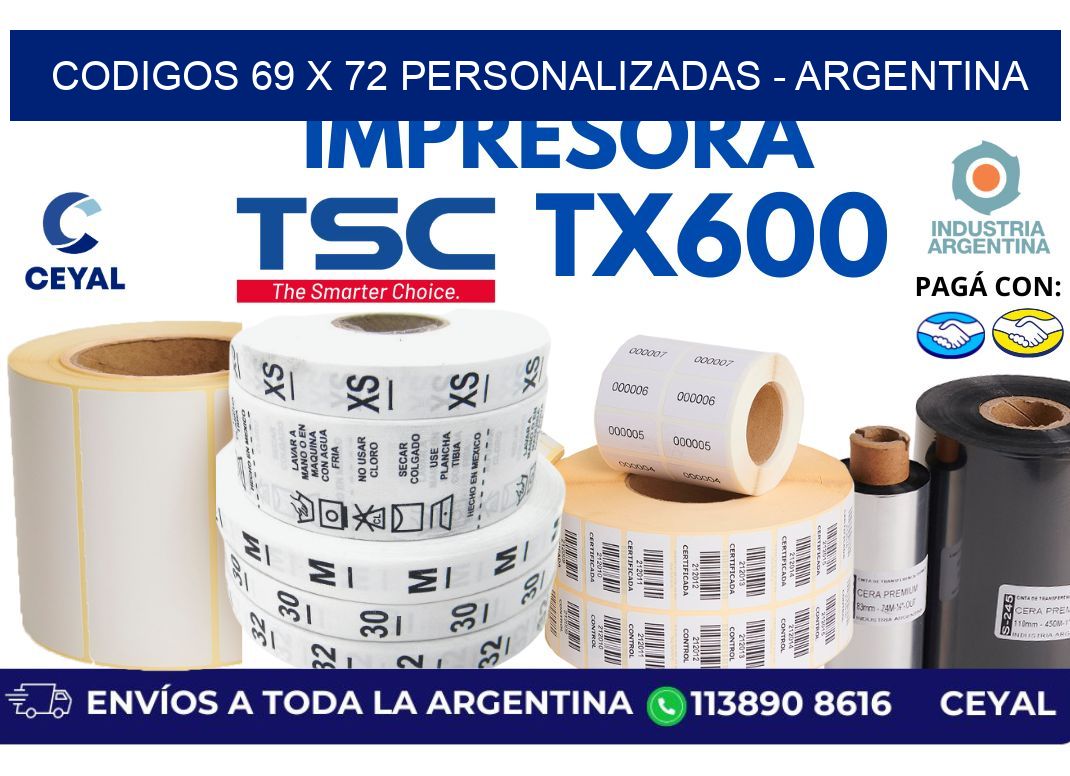 codigos 69 x 72 personalizadas – Argentina