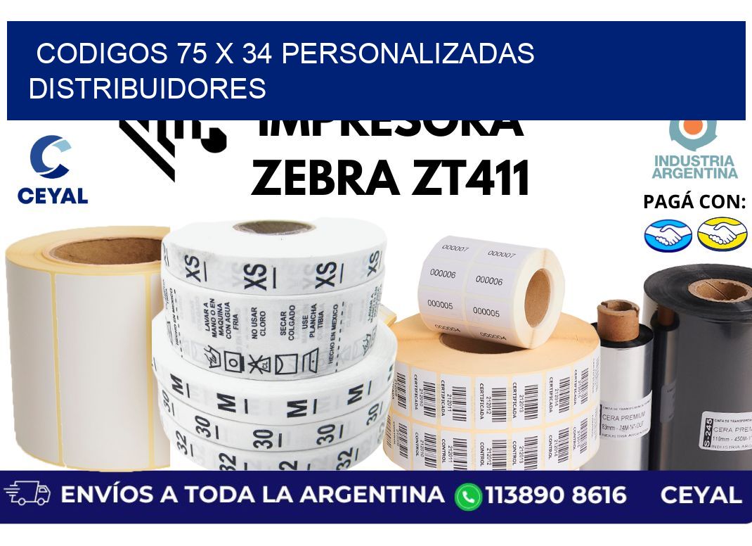 codigos 75 x 34 personalizadas distribuidores