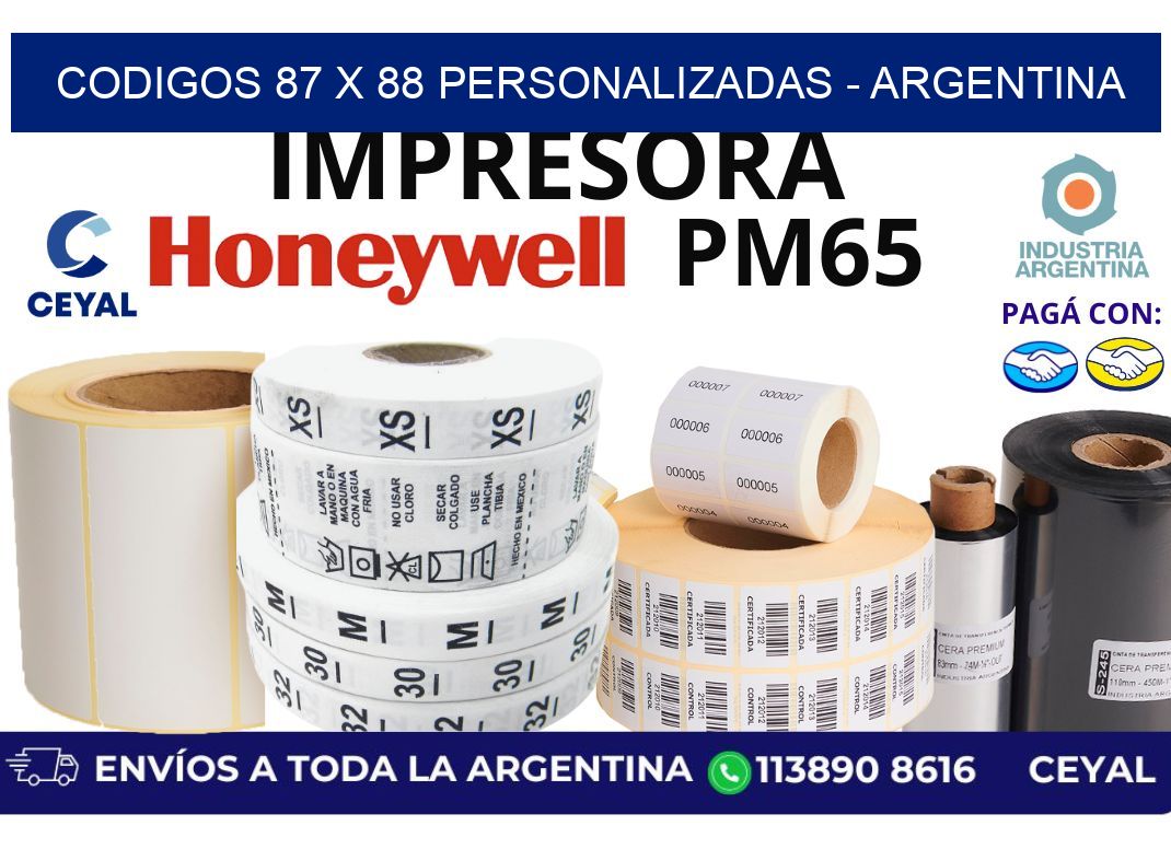 codigos 87 x 88 personalizadas - Argentina