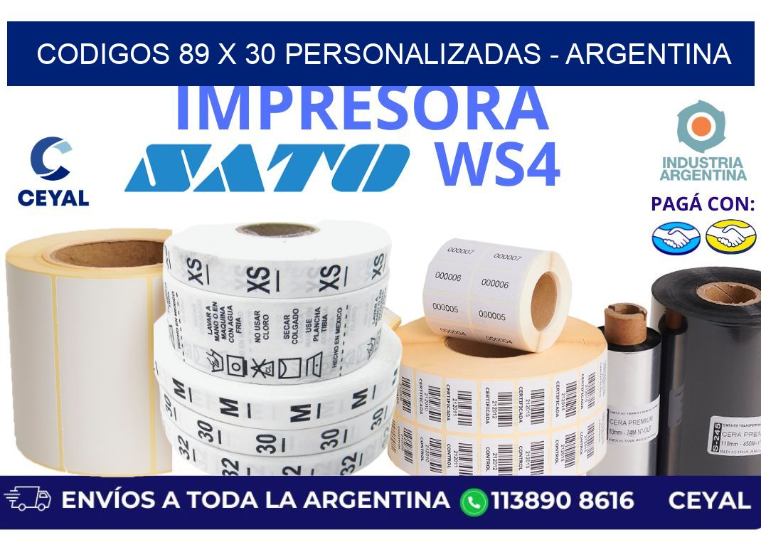 codigos 89 x 30 personalizadas - Argentina