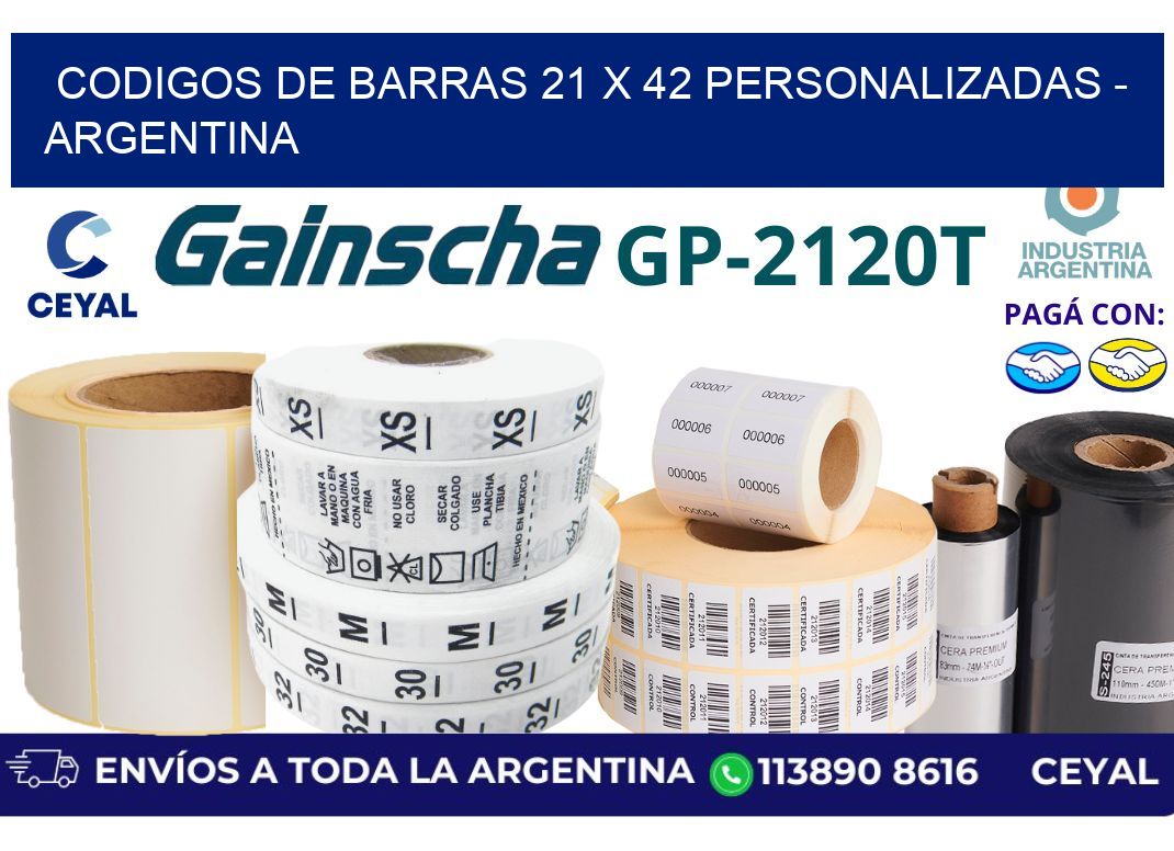 codigos de barras 21 x 42 personalizadas - Argentina