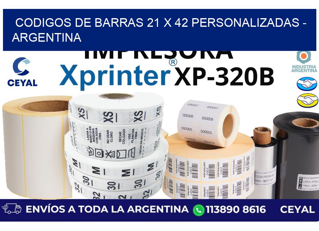 codigos de barras 21 x 42 personalizadas - Argentina
