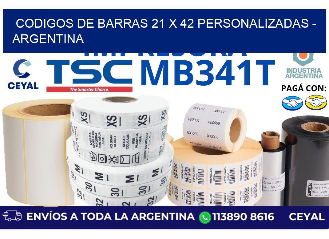 codigos de barras 21 x 42 personalizadas – Argentina