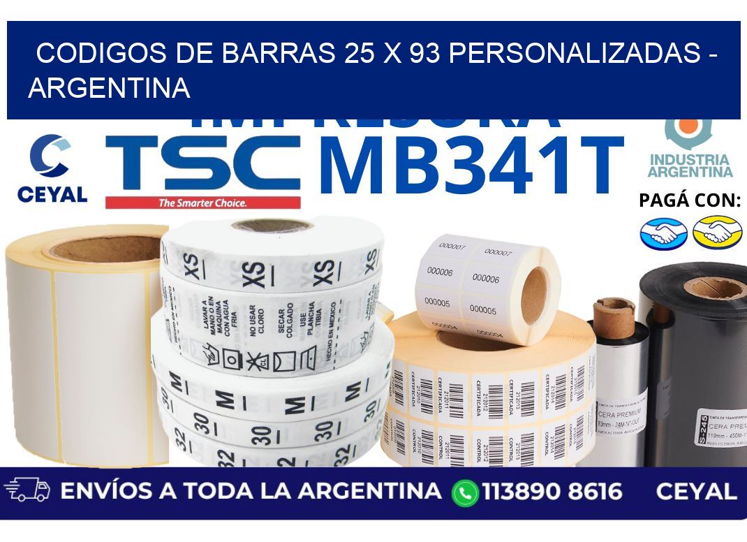 codigos de barras 25 x 93 personalizadas – Argentina
