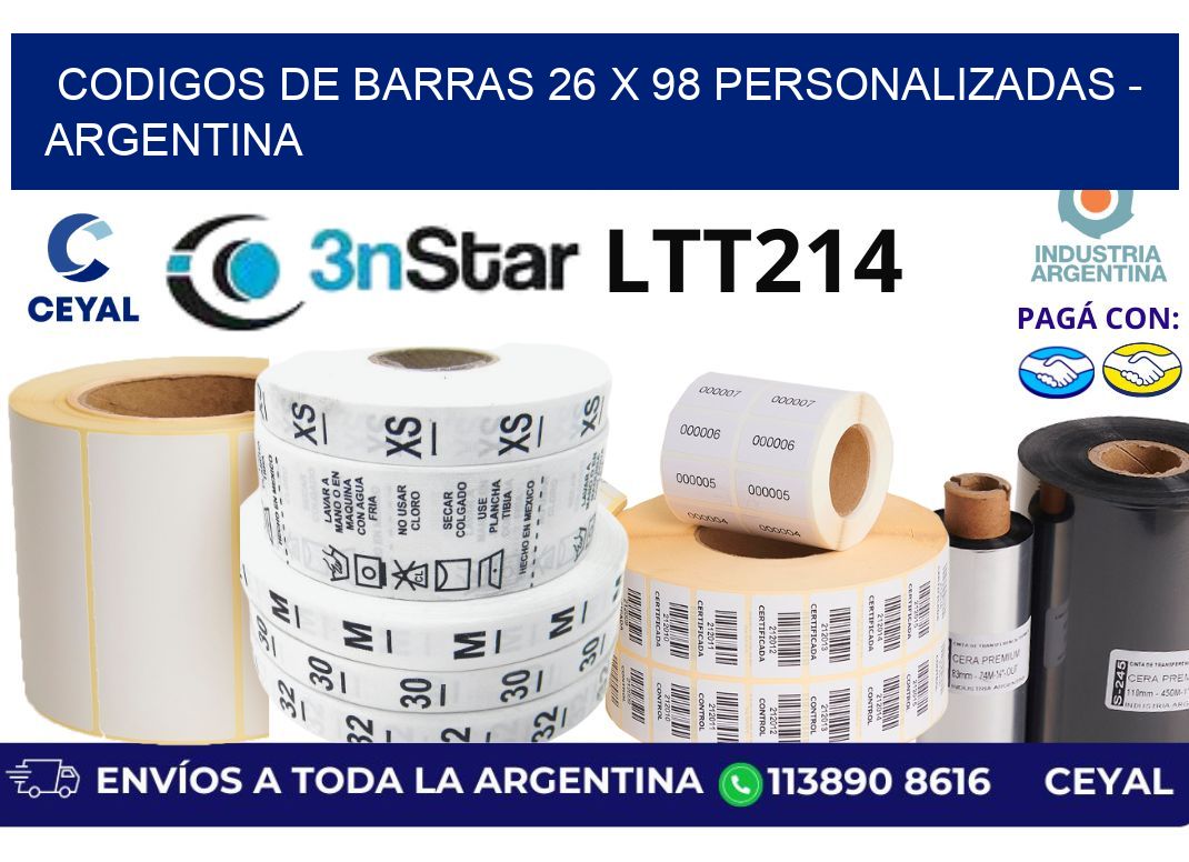 codigos de barras 26 x 98 personalizadas - Argentina