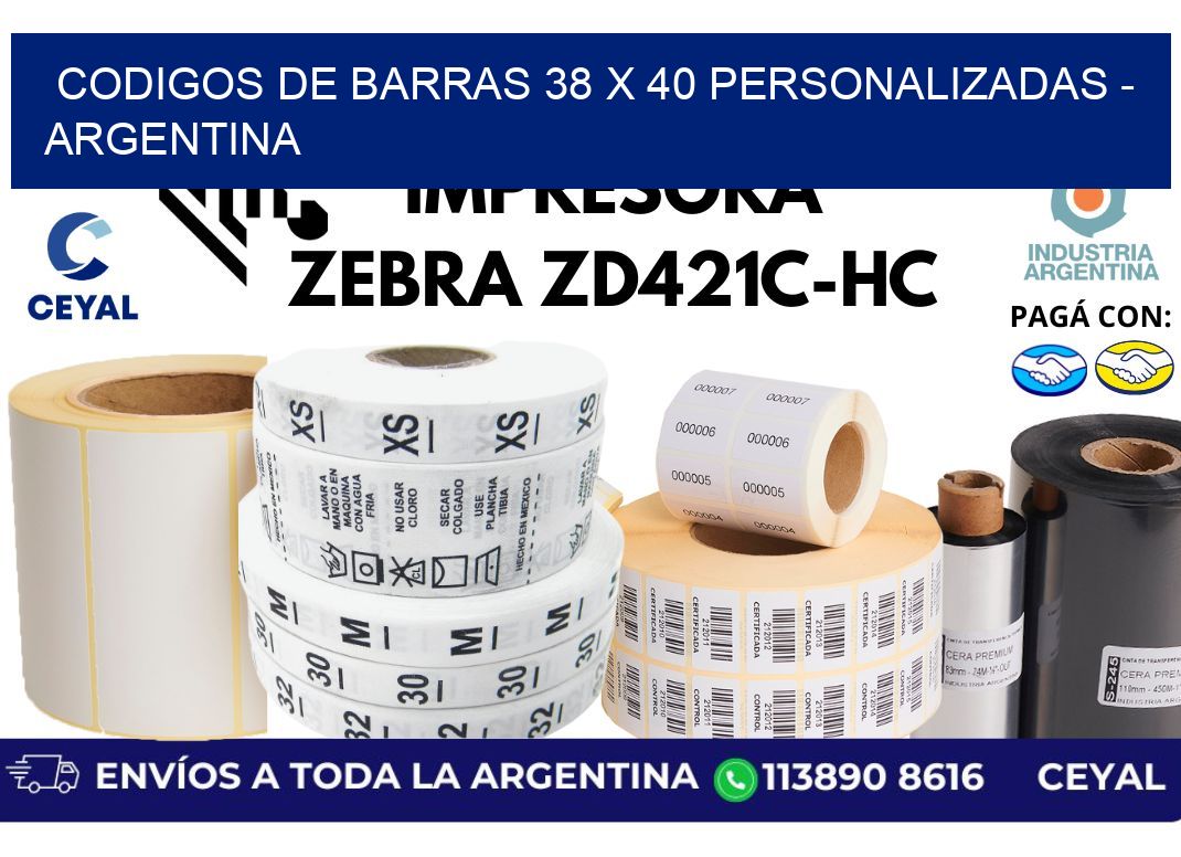 codigos de barras 38 x 40 personalizadas - Argentina