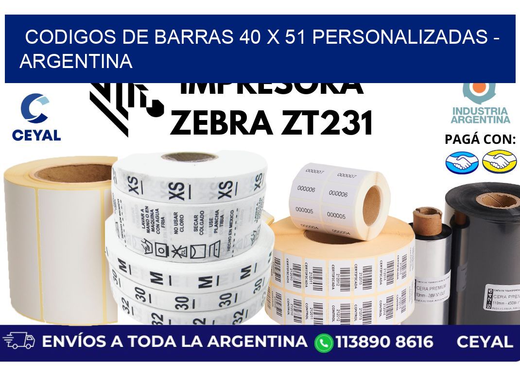 codigos de barras 40 x 51 personalizadas - Argentina