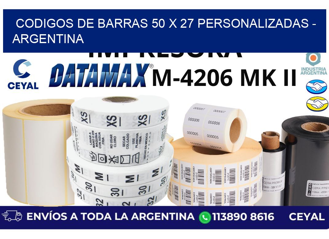 codigos de barras 50 x 27 personalizadas - Argentina