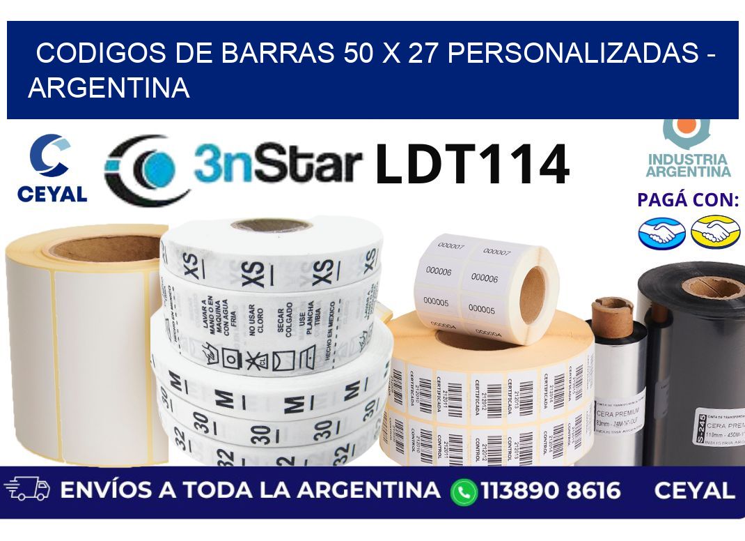 codigos de barras 50 x 27 personalizadas - Argentina