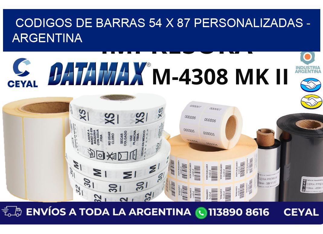 codigos de barras 54 x 87 personalizadas - Argentina
