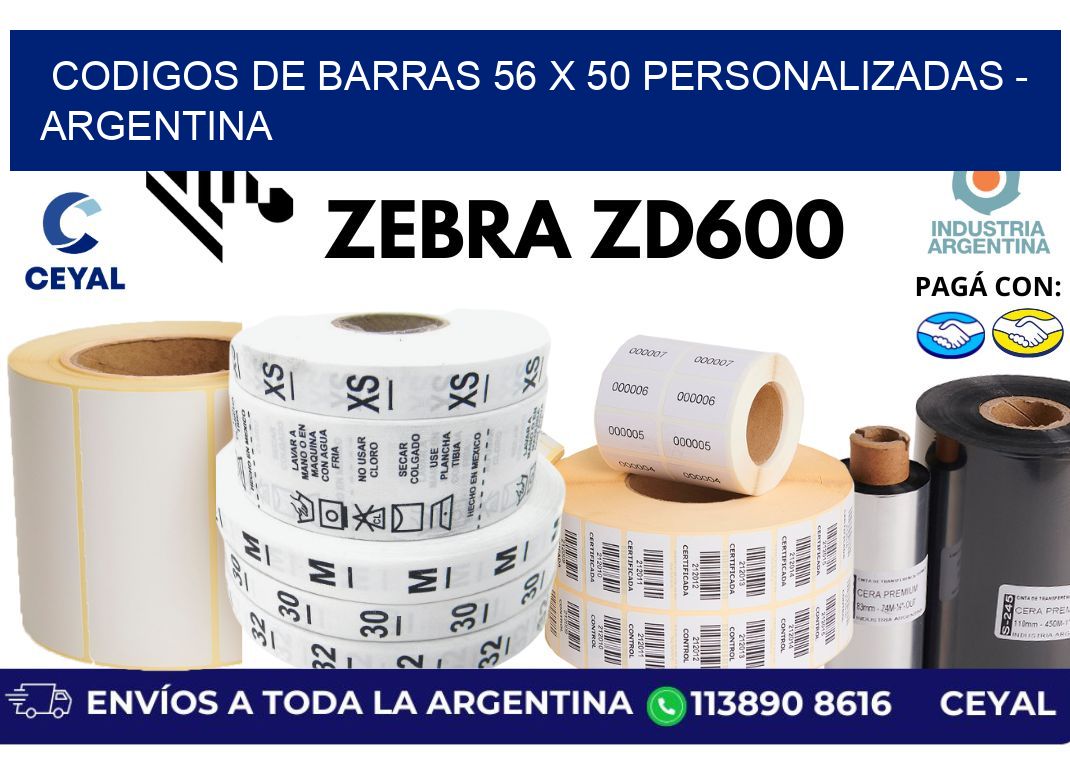 codigos de barras 56 x 50 personalizadas - Argentina
