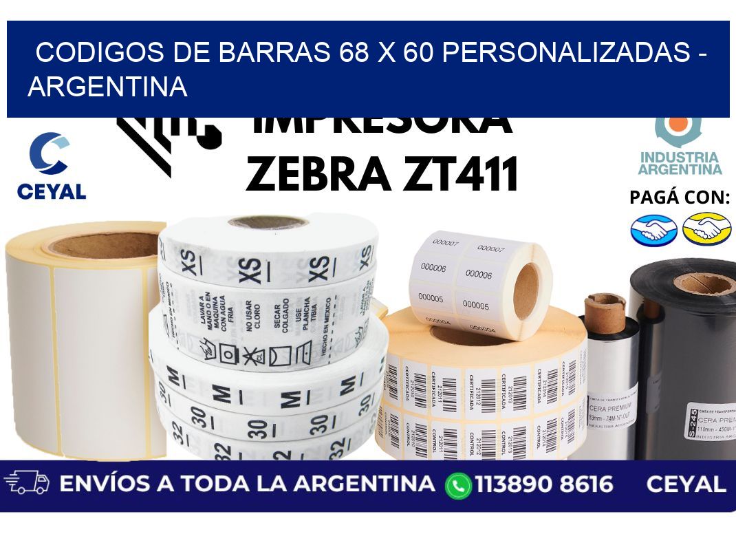 codigos de barras 68 x 60 personalizadas - Argentina