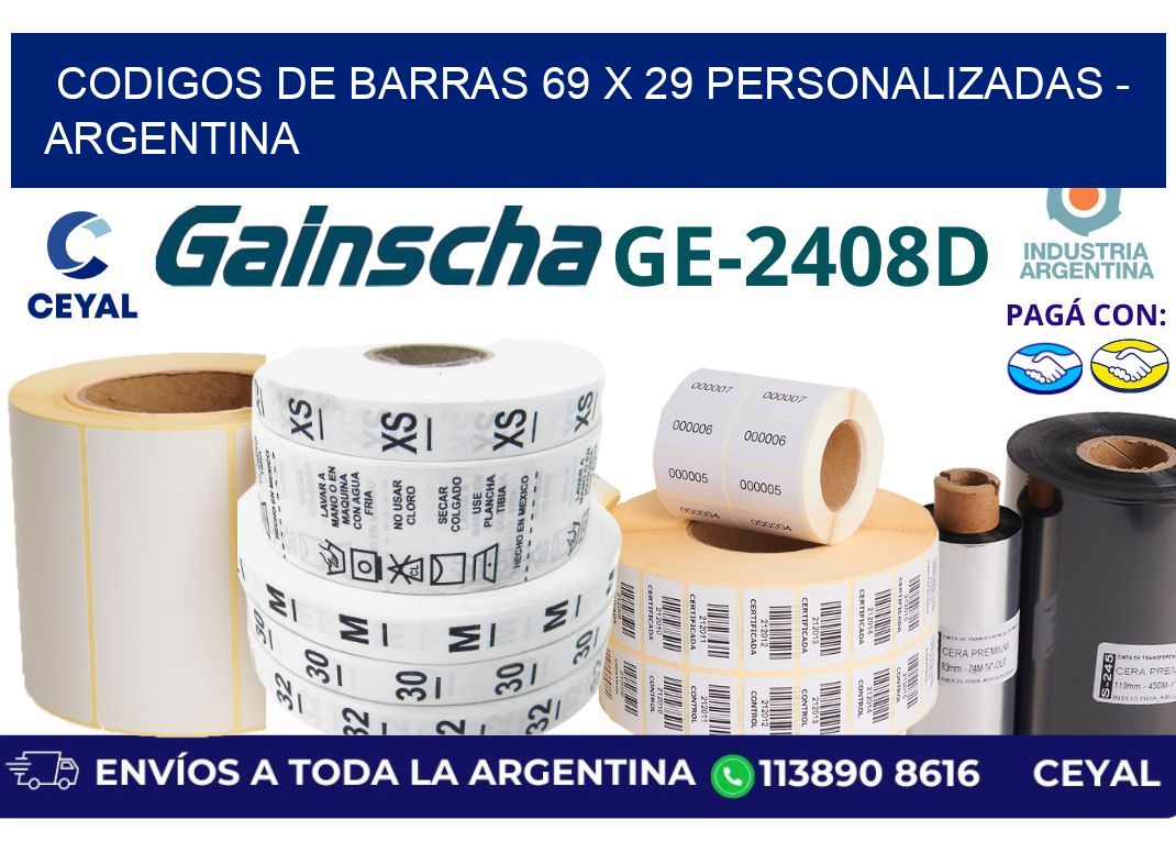 codigos de barras 69 x 29 personalizadas - Argentina