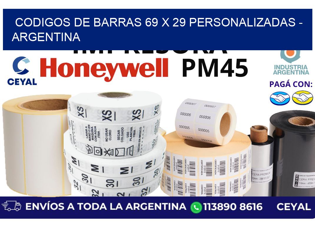codigos de barras 69 x 29 personalizadas - Argentina