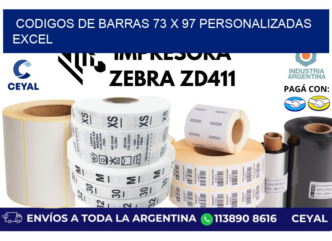 codigos de barras 73 x 97 personalizadas excel