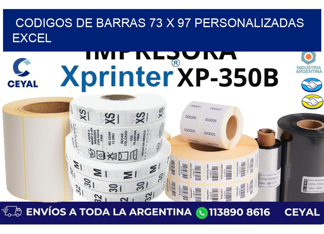 codigos de barras 73 x 97 personalizadas excel