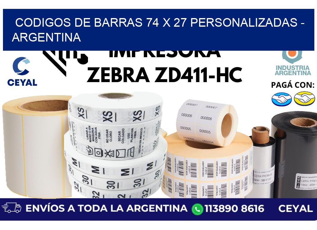 codigos de barras 74 x 27 personalizadas - Argentina