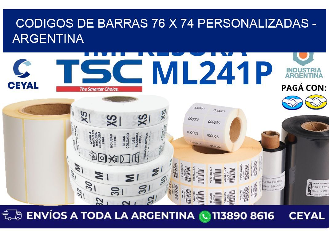 codigos de barras 76 x 74 personalizadas - Argentina